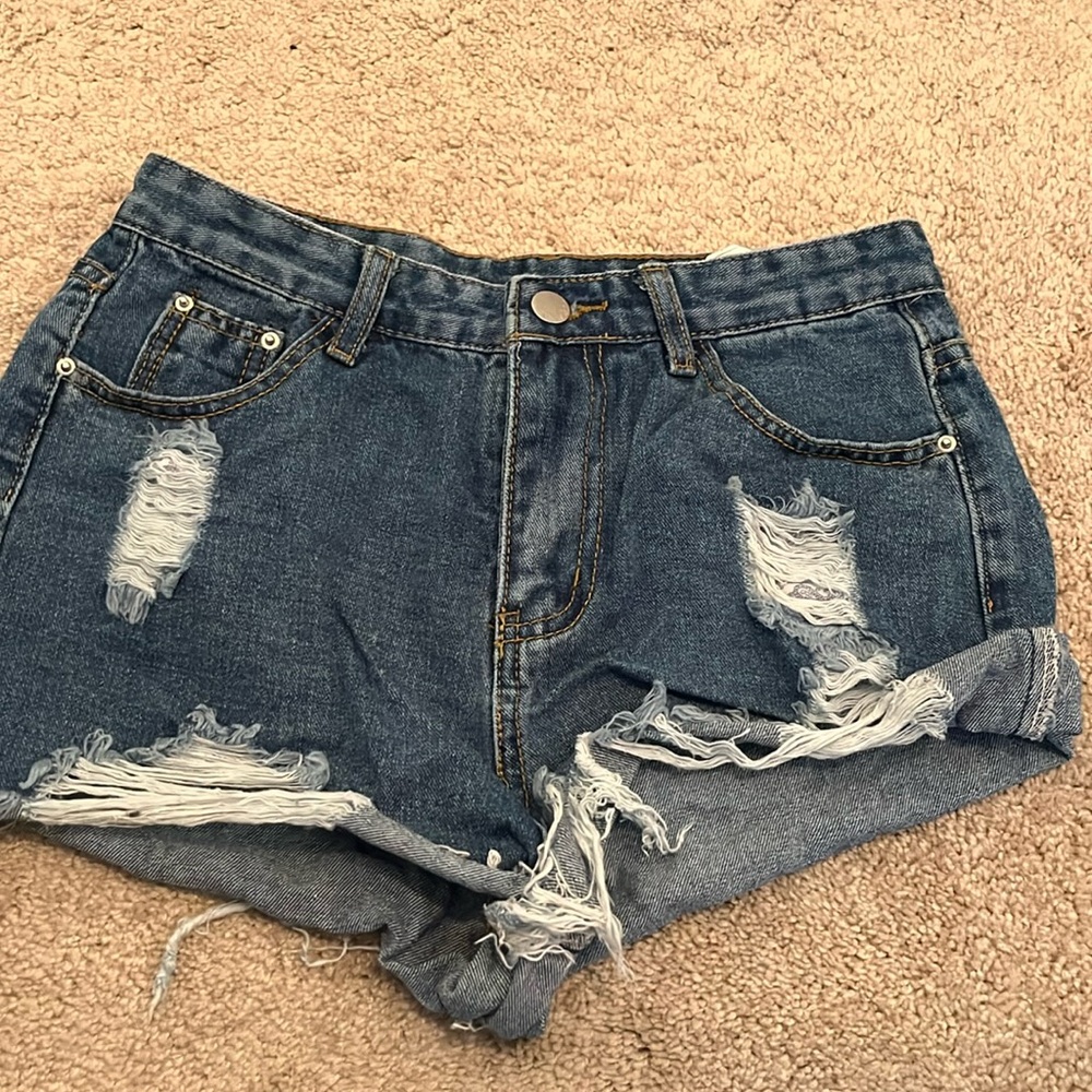 Ripped jean shorts